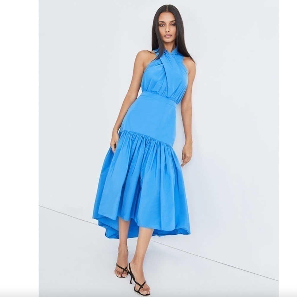 Veronica Beard Blue Sleeveless Radley Taffeta Long Dress